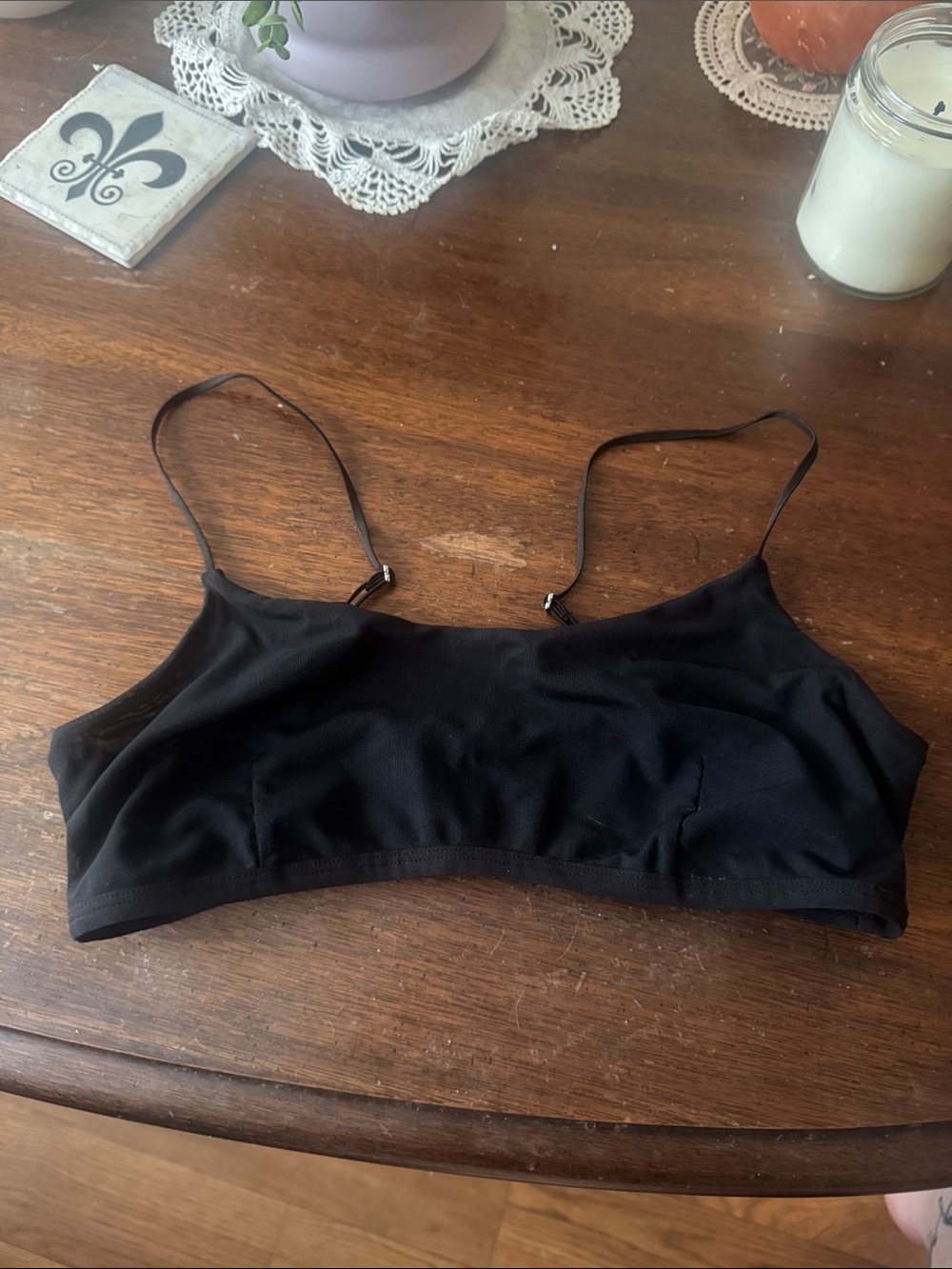 SKIMS Black Seamless Bralette with Thin Adjustable Straps